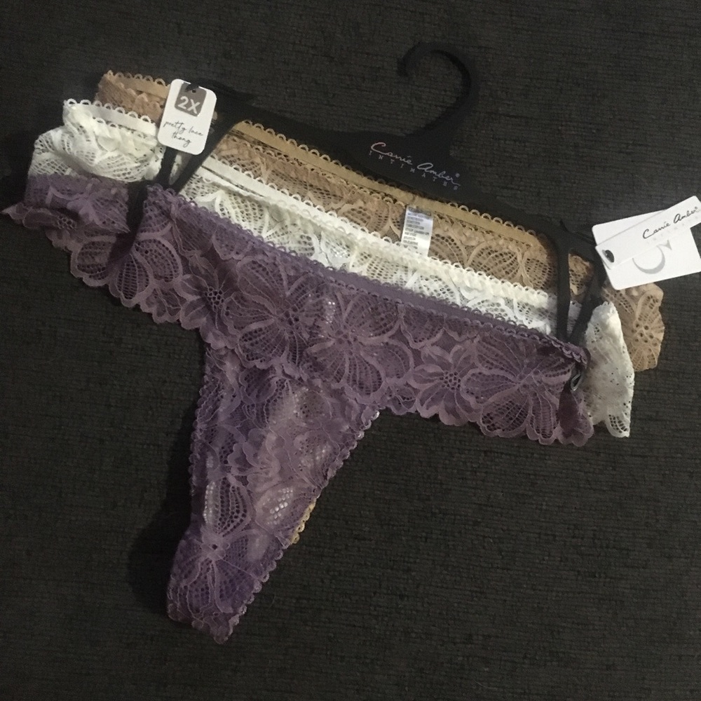 3 Pair of Women’s Pretty Lace Thong underwear. NWT. Size 2X.